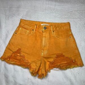PacSun Women's Orange Distressed Denim Shorts size 23